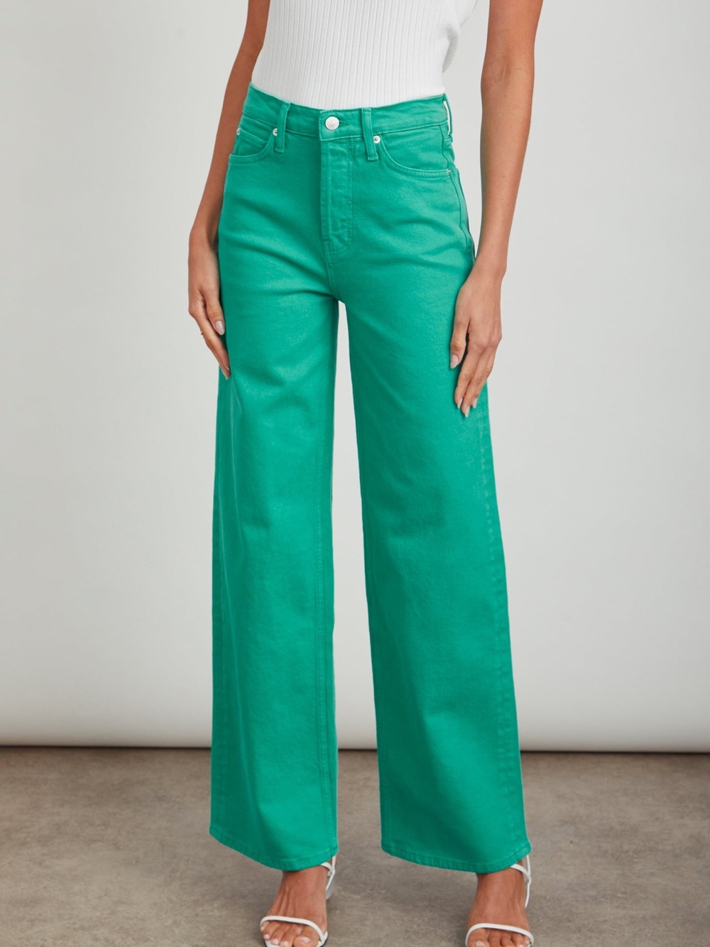 NWT RAILS Women's The Getty High Rise Wide Leg Jeans Emerald size 32 Button Fly